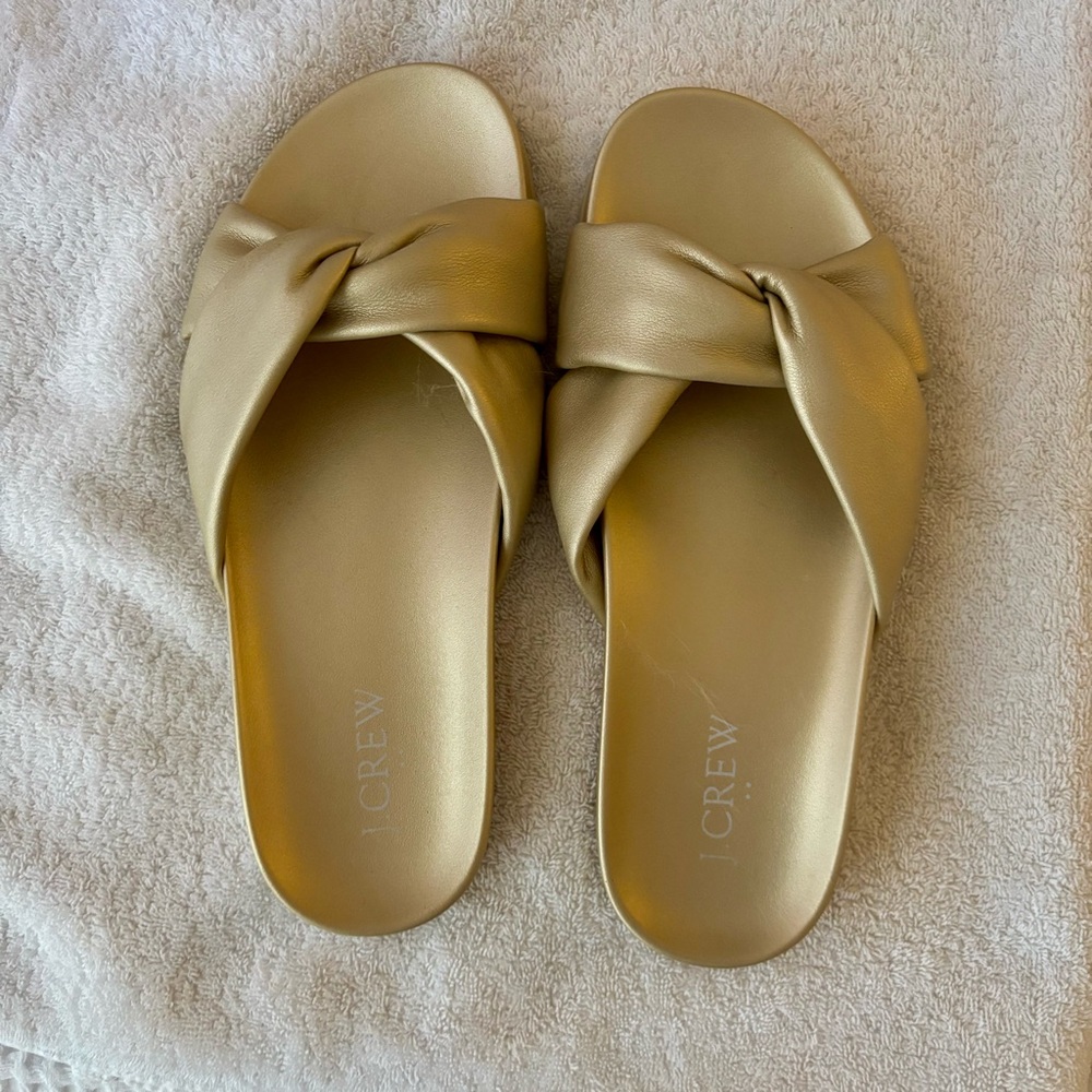 J. Crew Women's Metallic Gold Knot Sandals